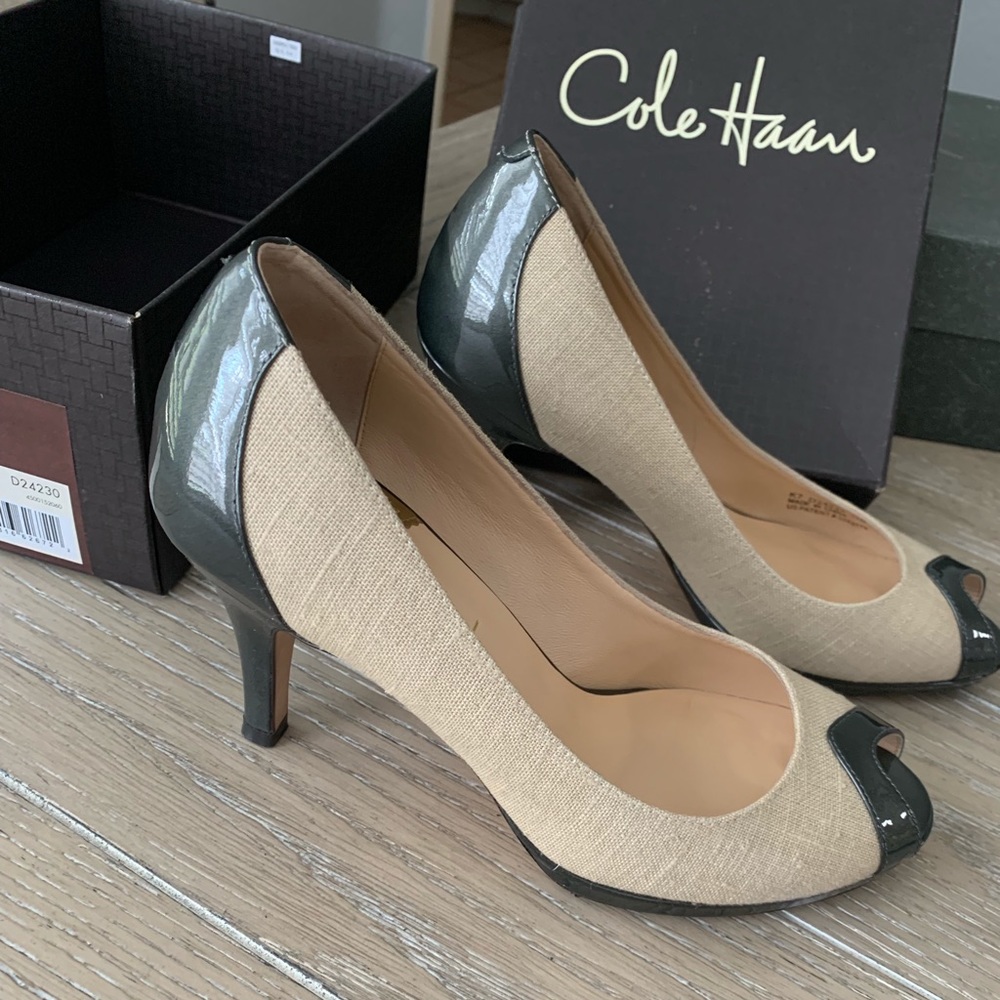 Cole Haan peep toe pump heel